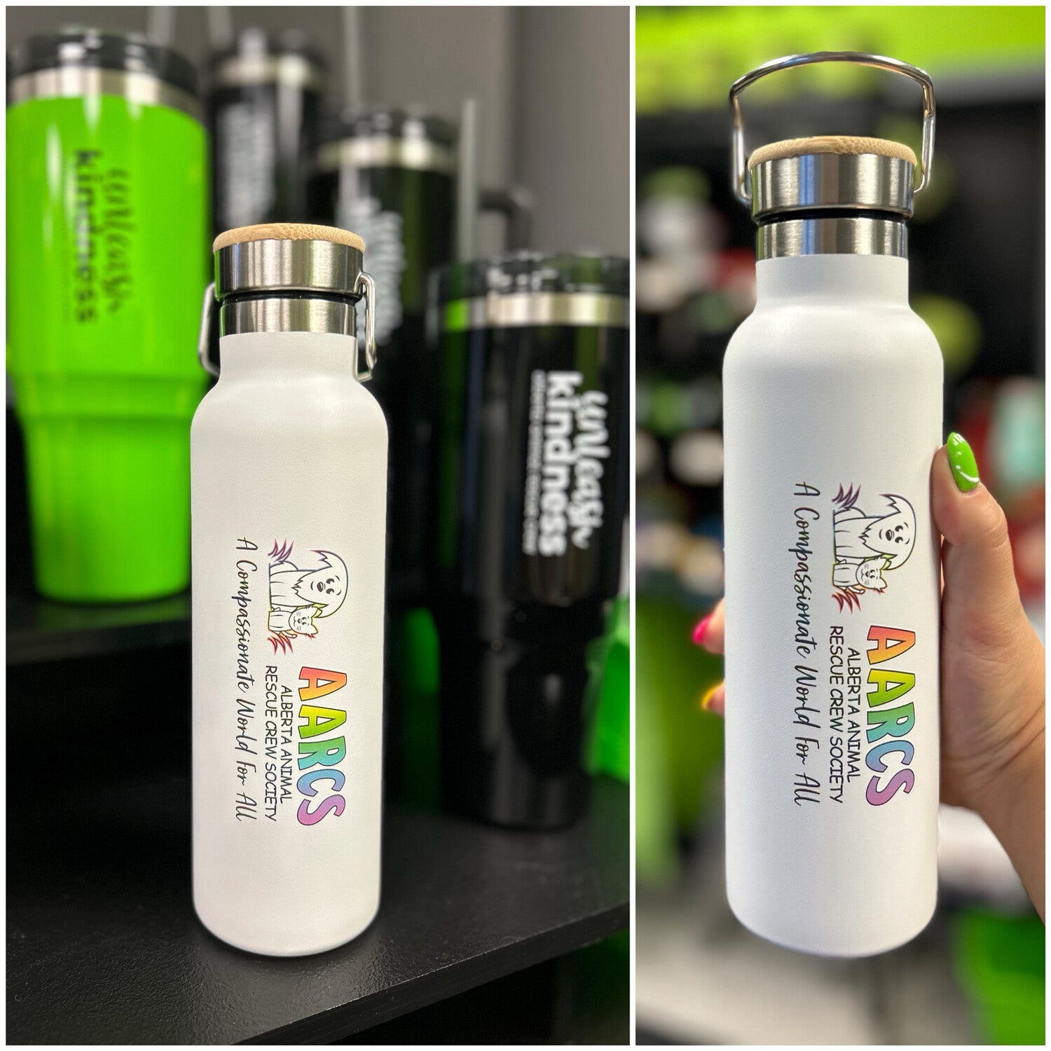 20oz Stainless Steel Bottle – A Compassionate World for All